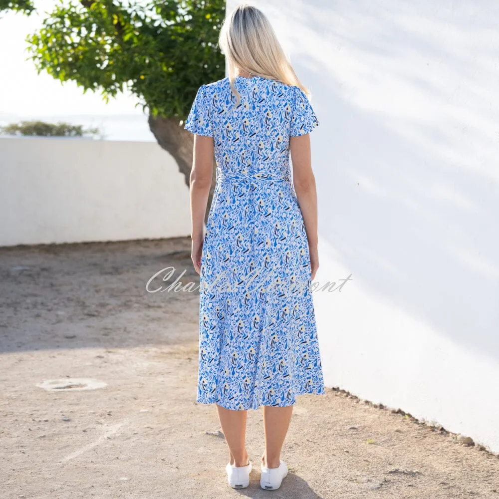 Marble Wrap Dress in Yellow, Powder Blue, and Multi Colors