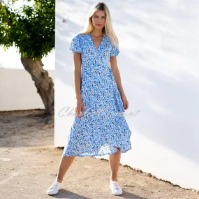 Marble Wrap Dress in Yellow, Powder Blue, and Multi Colors