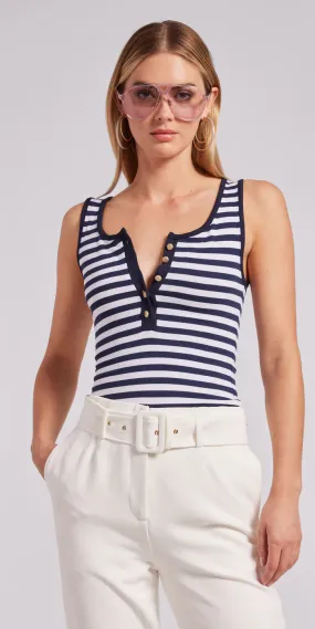 Navy White Striped Top\