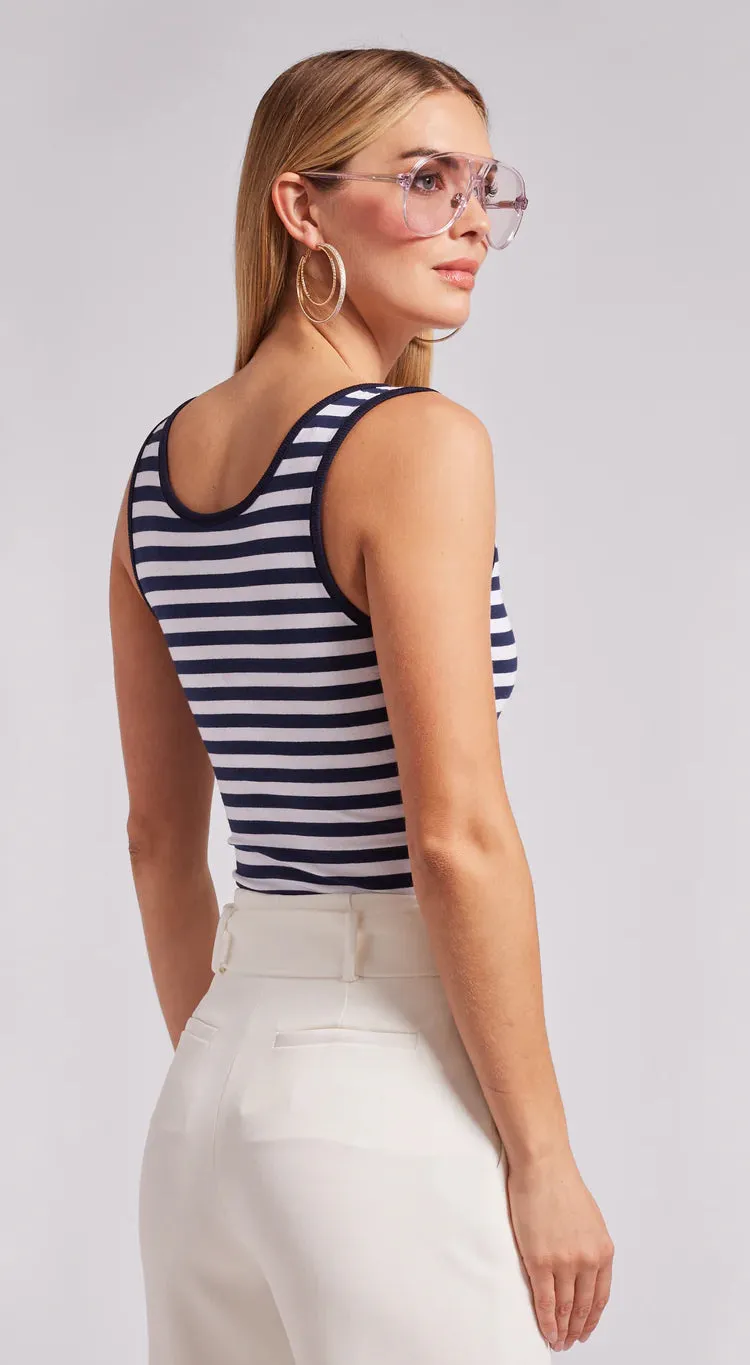 Navy White Striped Top\