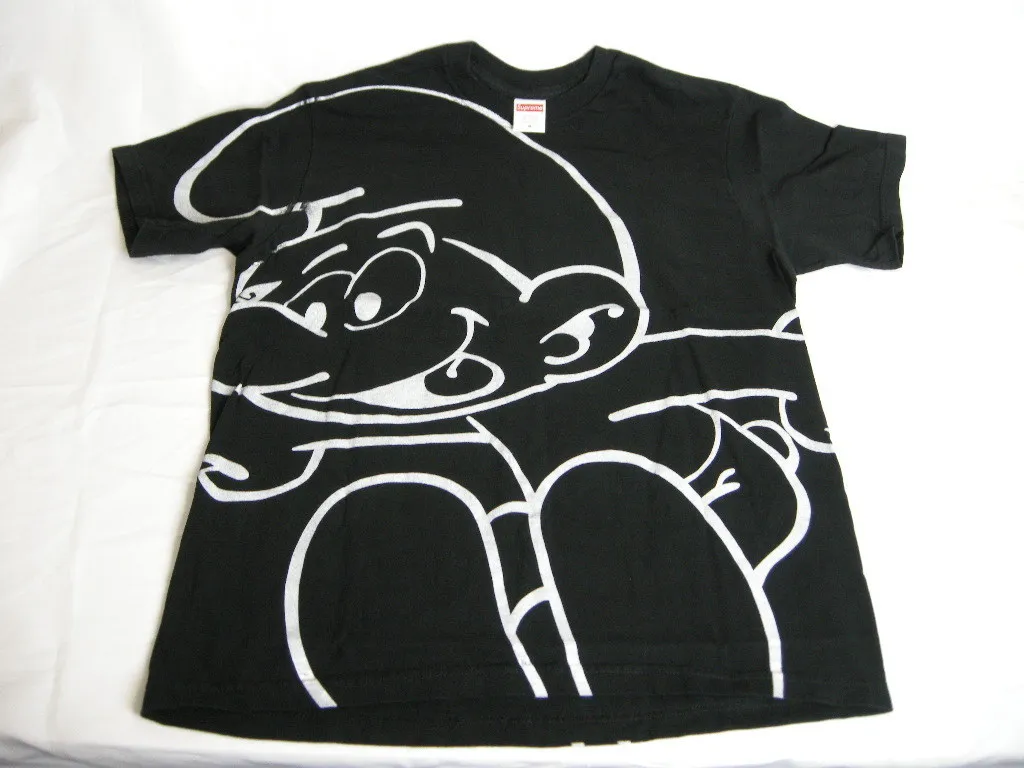 Supreme Smurfs Tee Back Logo T-Shirt in Black - Size M