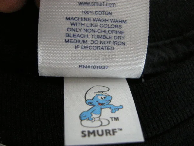 Supreme Smurfs Tee Back Logo T-Shirt in Black - Size M