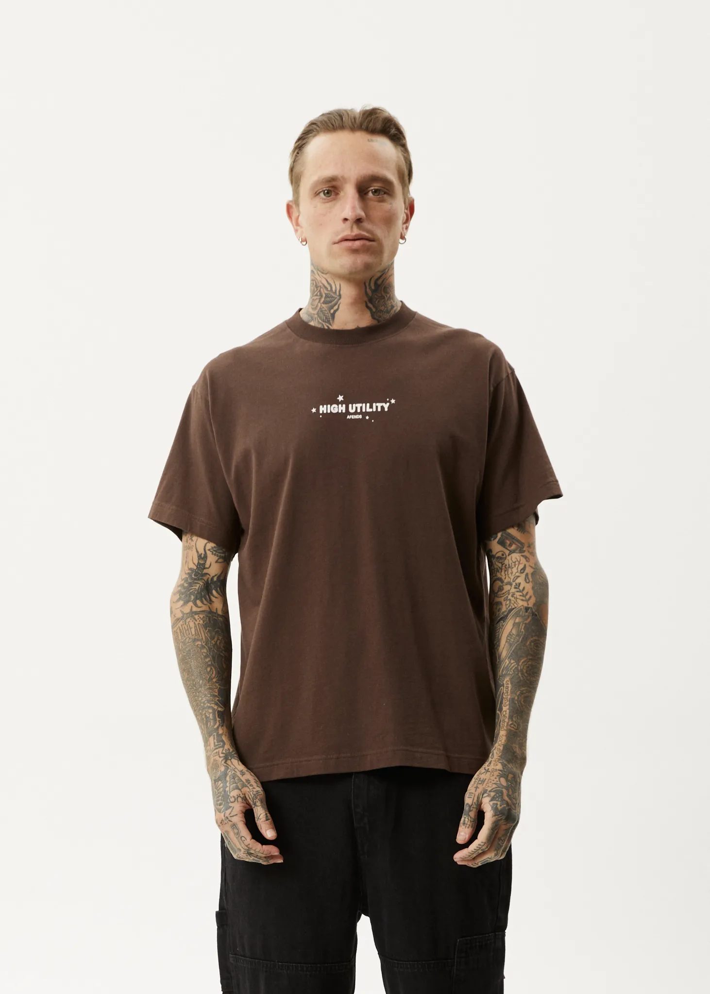 Coffee-colored Boxy T-Shirt for Men by AFENDS