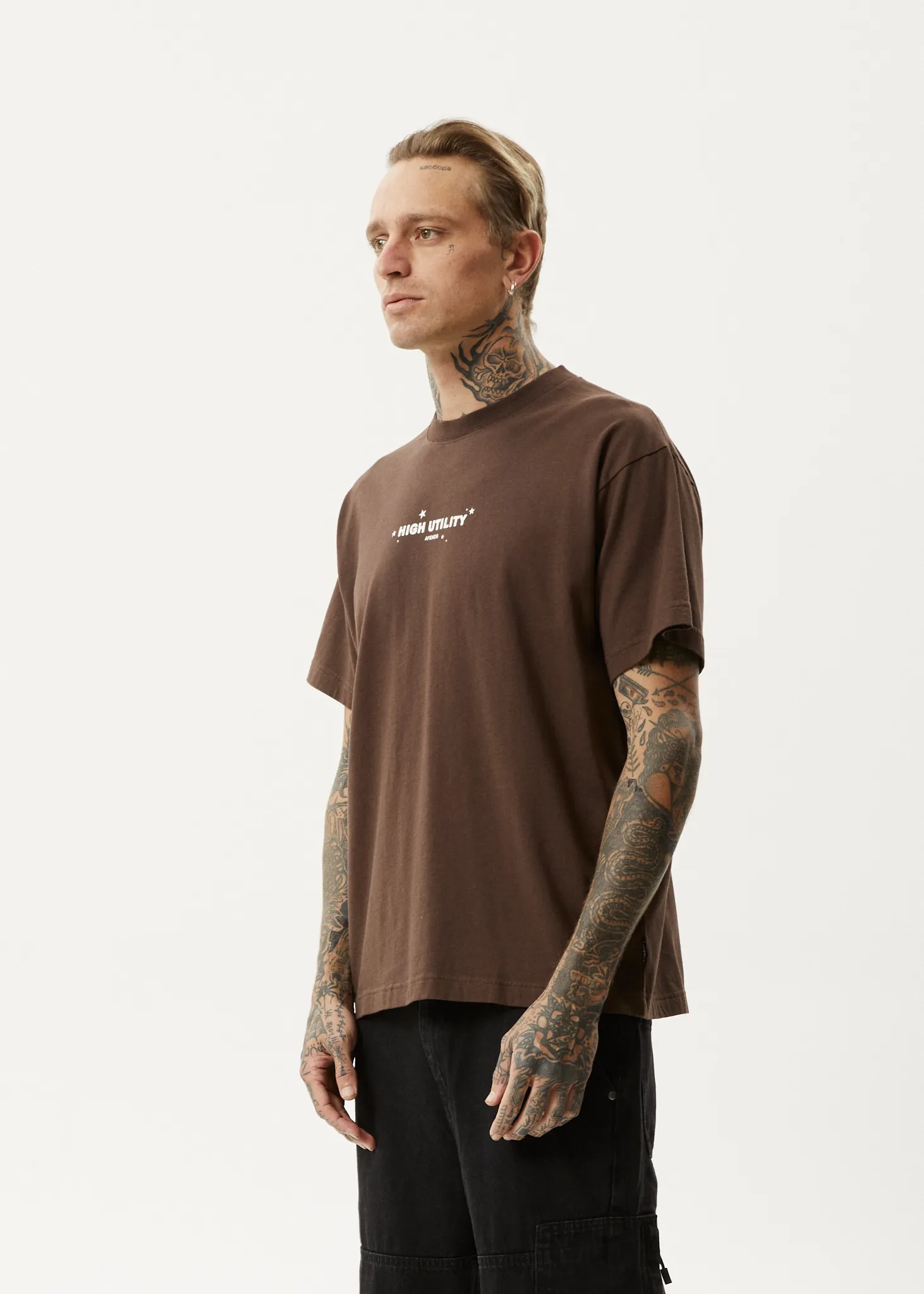 Coffee-colored Boxy T-Shirt for Men by AFENDS