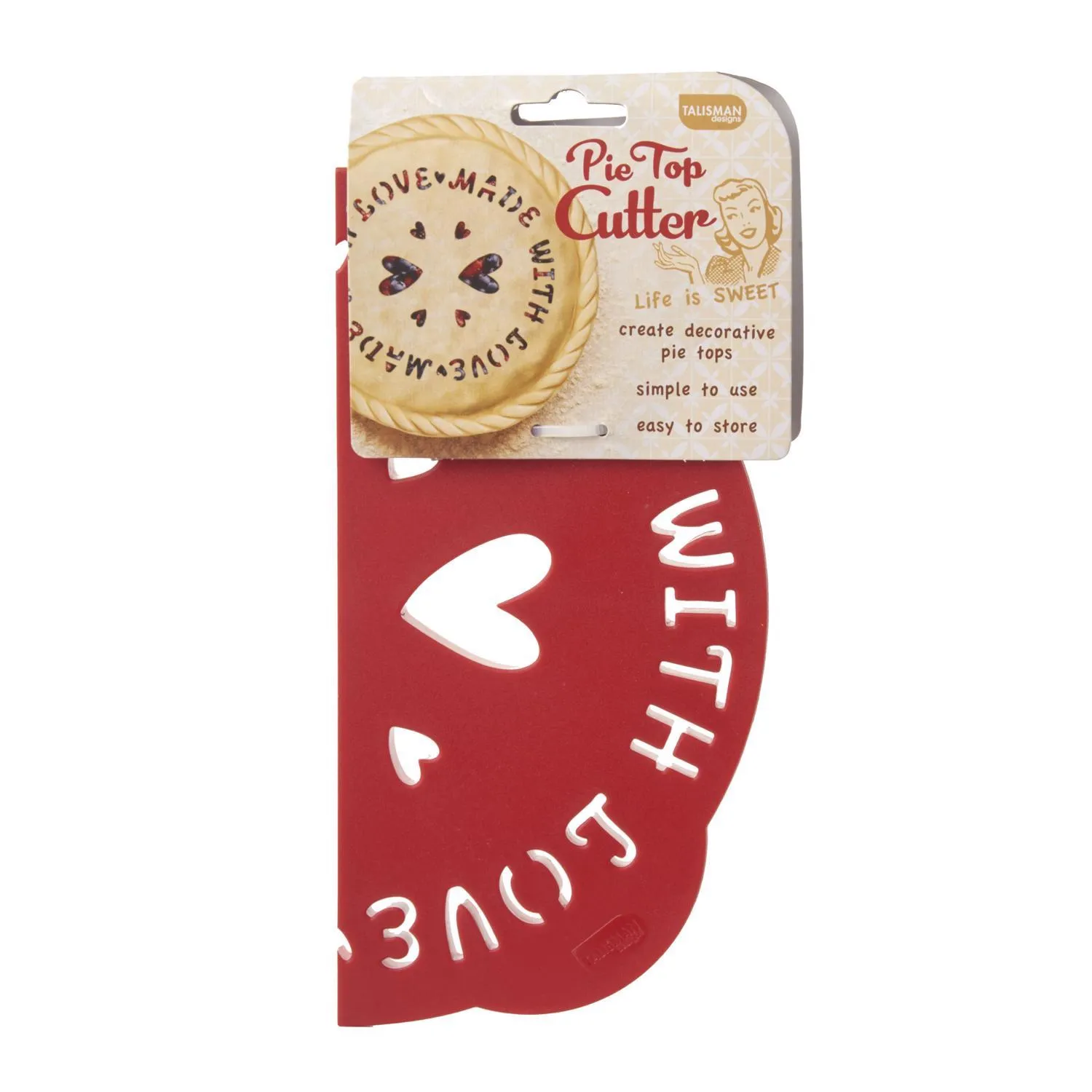 Talisman 9 in. W X 5 in. L Made with Love Pie Top Cutter Red 1 pc