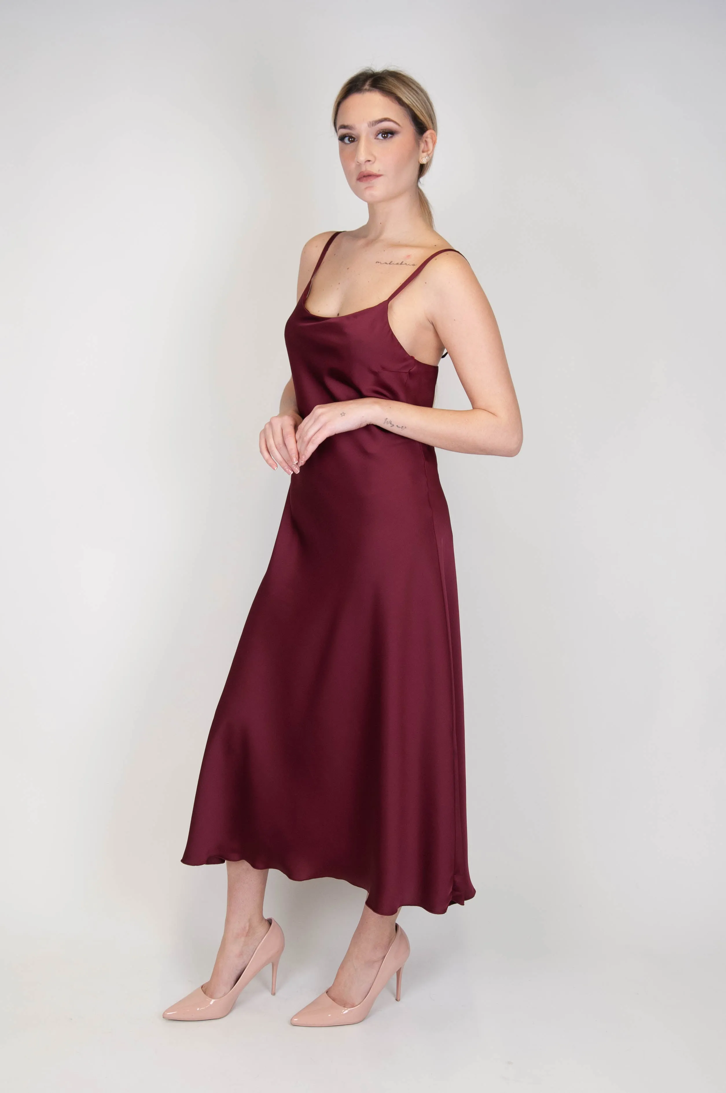 Adjustable Strap Satin Dress