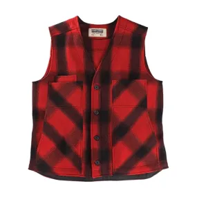 The Button Vest in Red/Black Plaid - MD