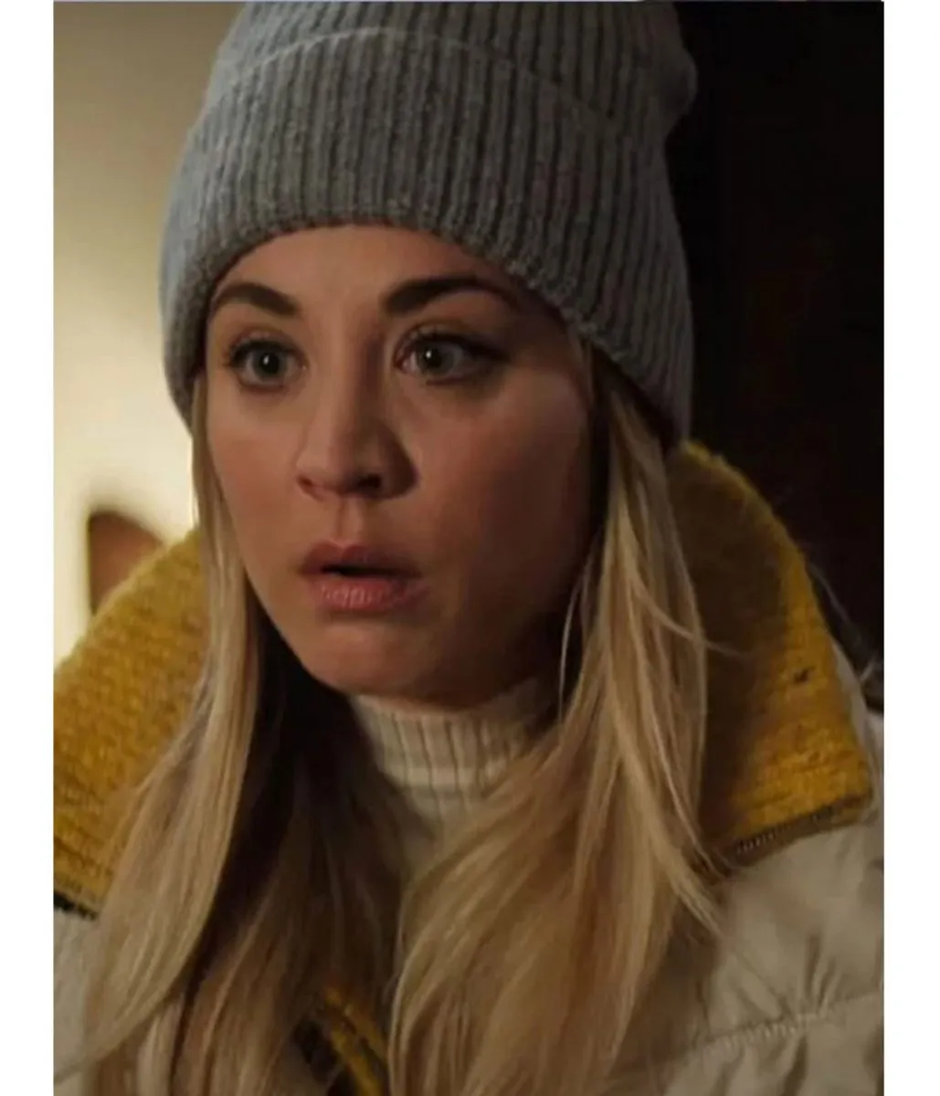 S02 White Puffer Coat by The Flight Attendant Kaley Cuoco