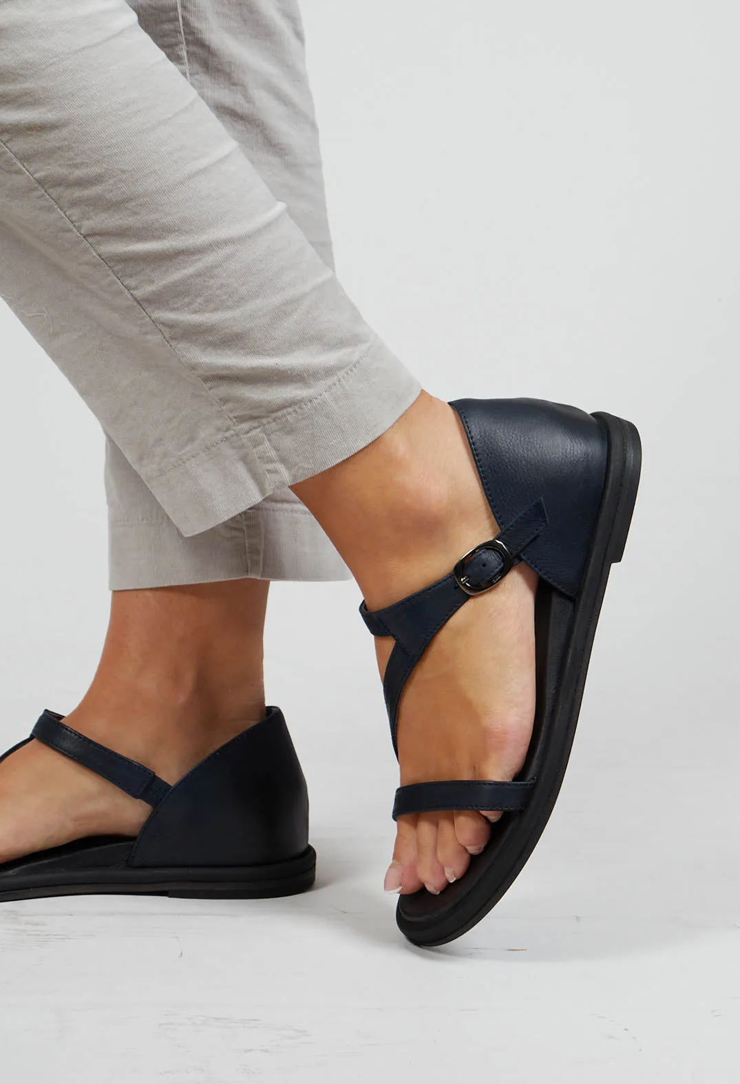 Slim Strap Sandals in Navy Gasoline