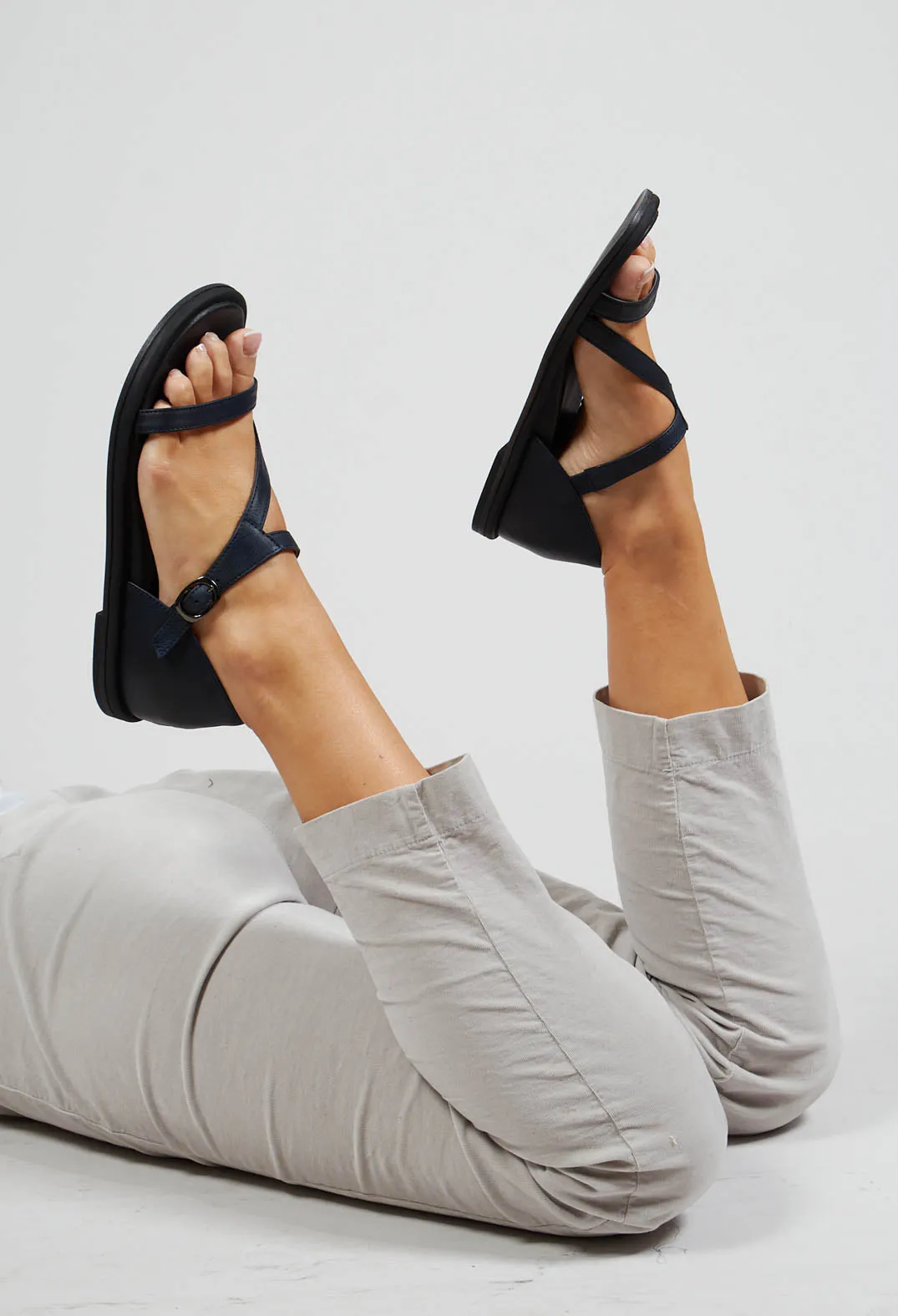 Slim Strap Sandals in Navy Gasoline