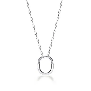 Tiffany Lock Pendant in White Gold with Diamonds, Medium 