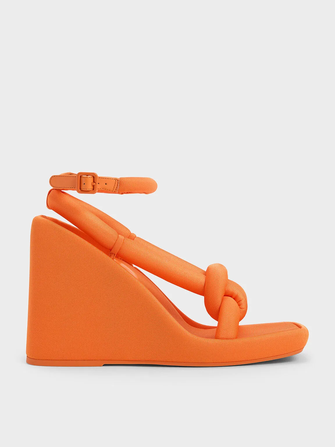 Orange Toni Knotted Puffy-Strap Wedges