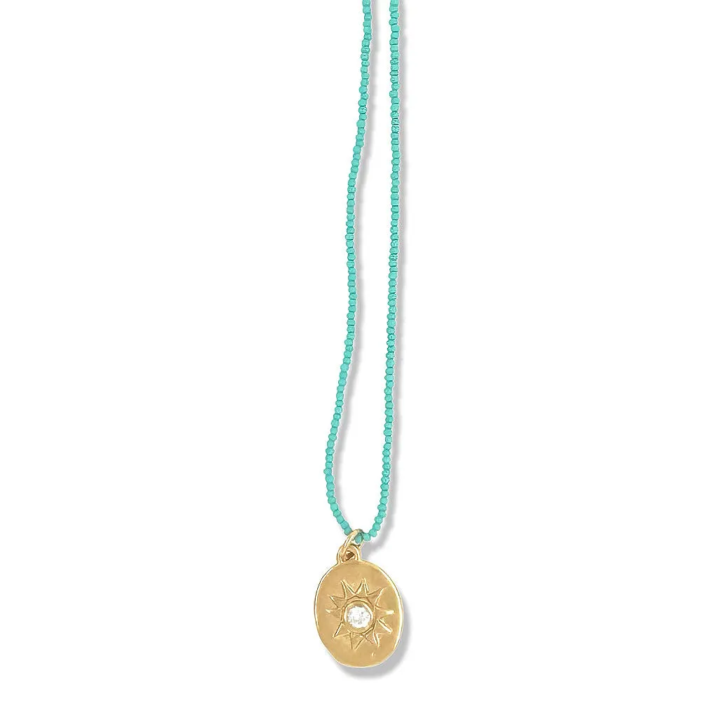 Gold Selena Necklace on Turquoise Beads