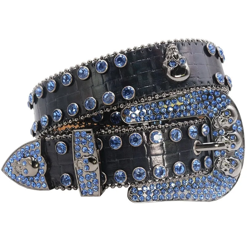 Crystal Diamond Studded Buckle Belt For Jeans