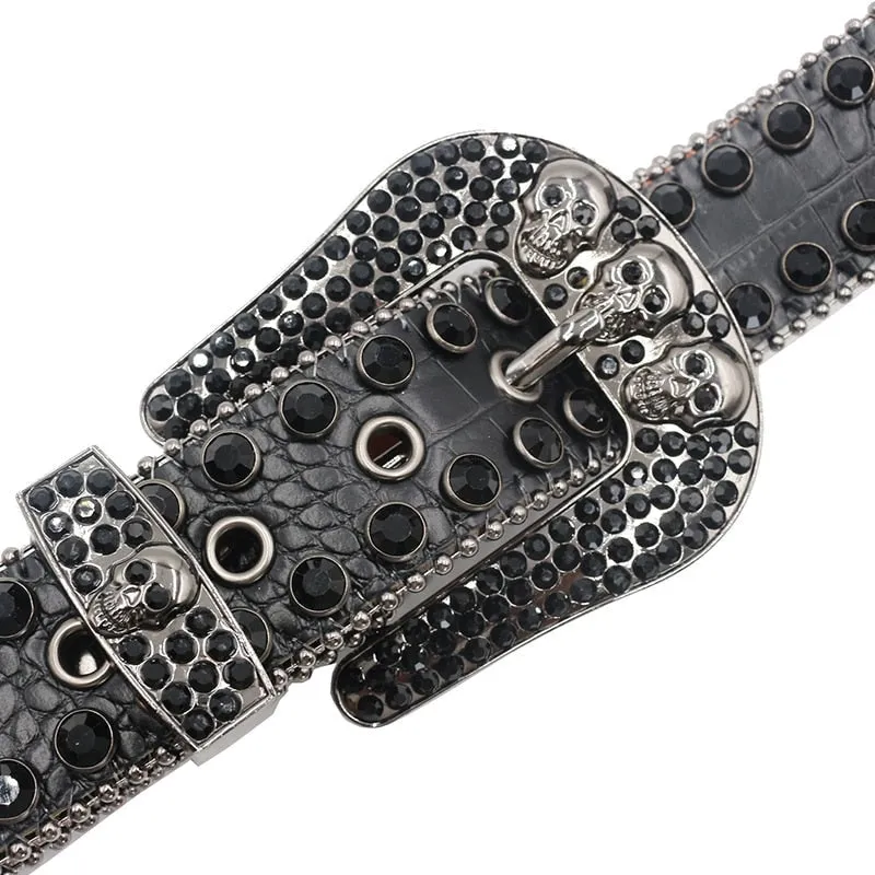 Crystal Diamond Studded Buckle Belt For Jeans