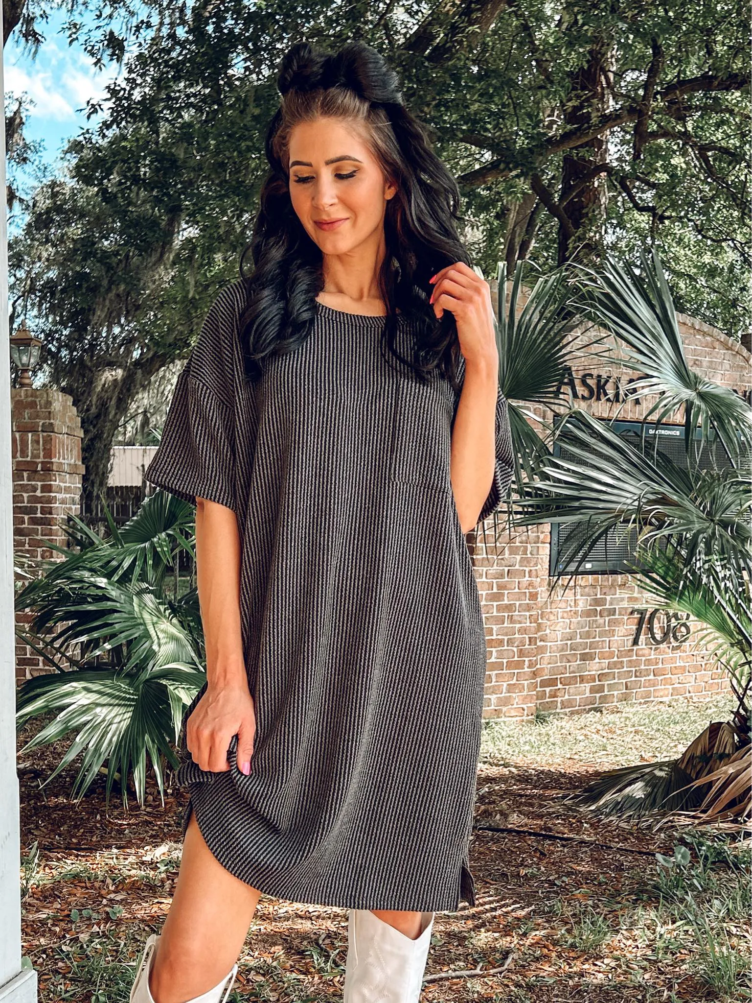 Charcoal Urban Ribbed Mini Dress