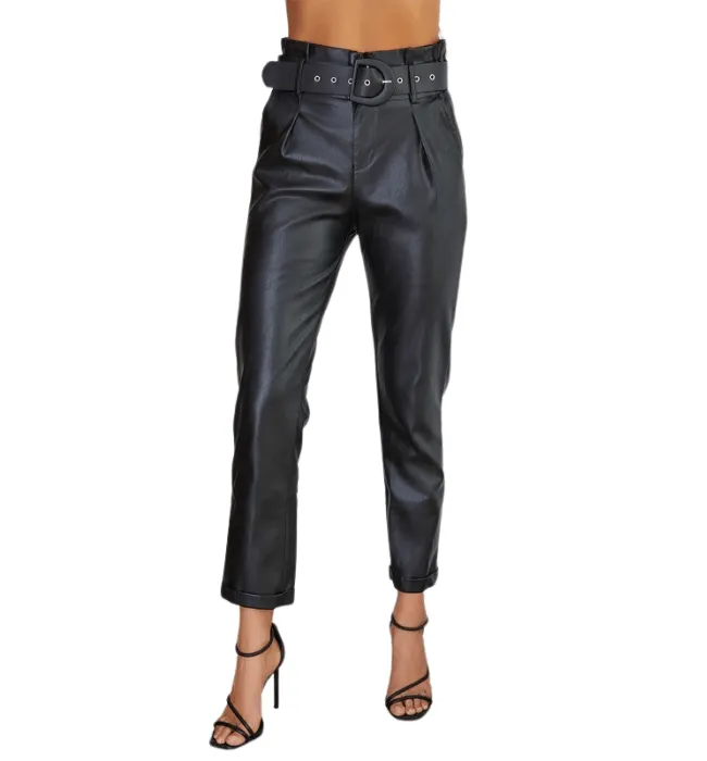 Vegan Leather Paperbag Pants by Steph