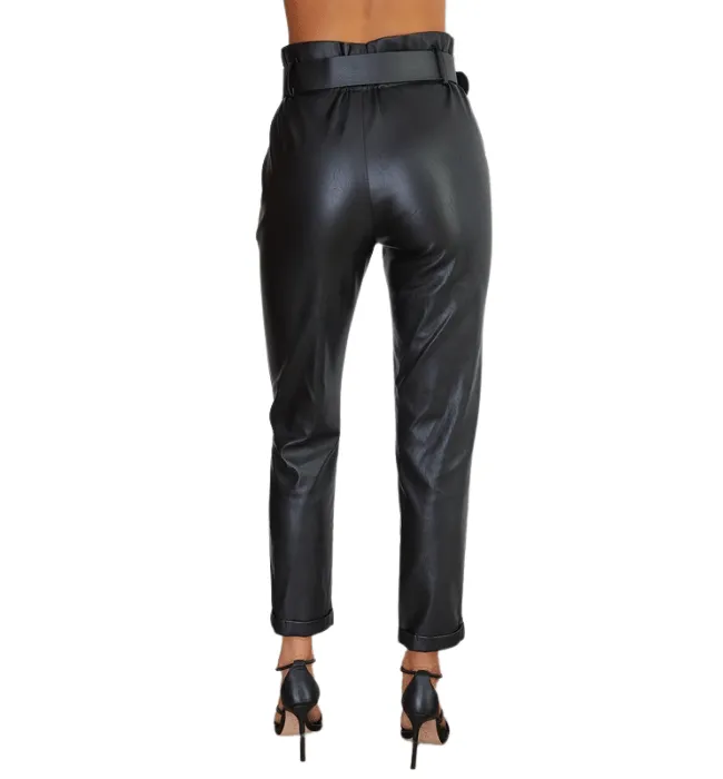 Vegan Leather Paperbag Pants by Steph