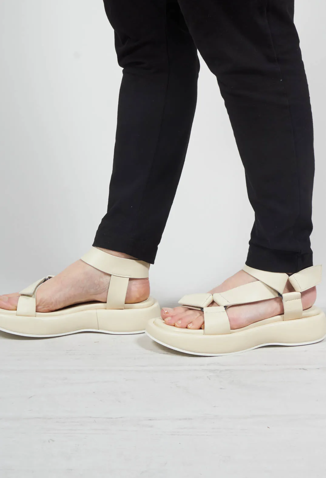 Velcro Closure Sandals in Off-White