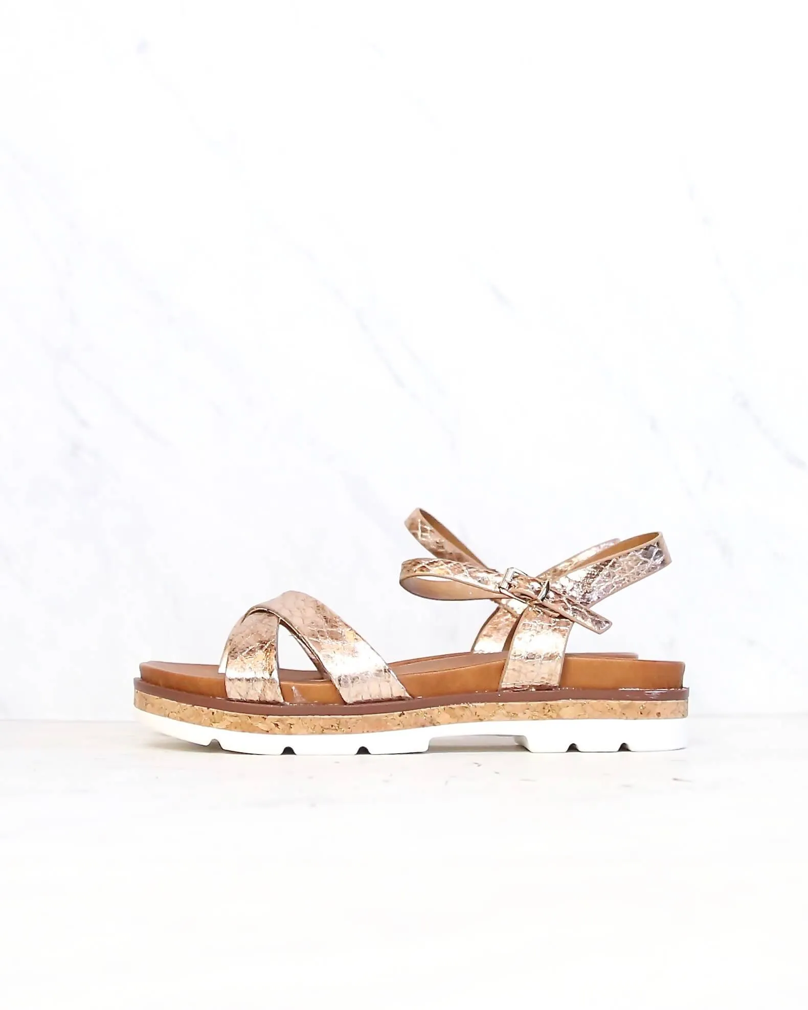 Very Volatile Petite Rose Gold Ankle Strap Sandals