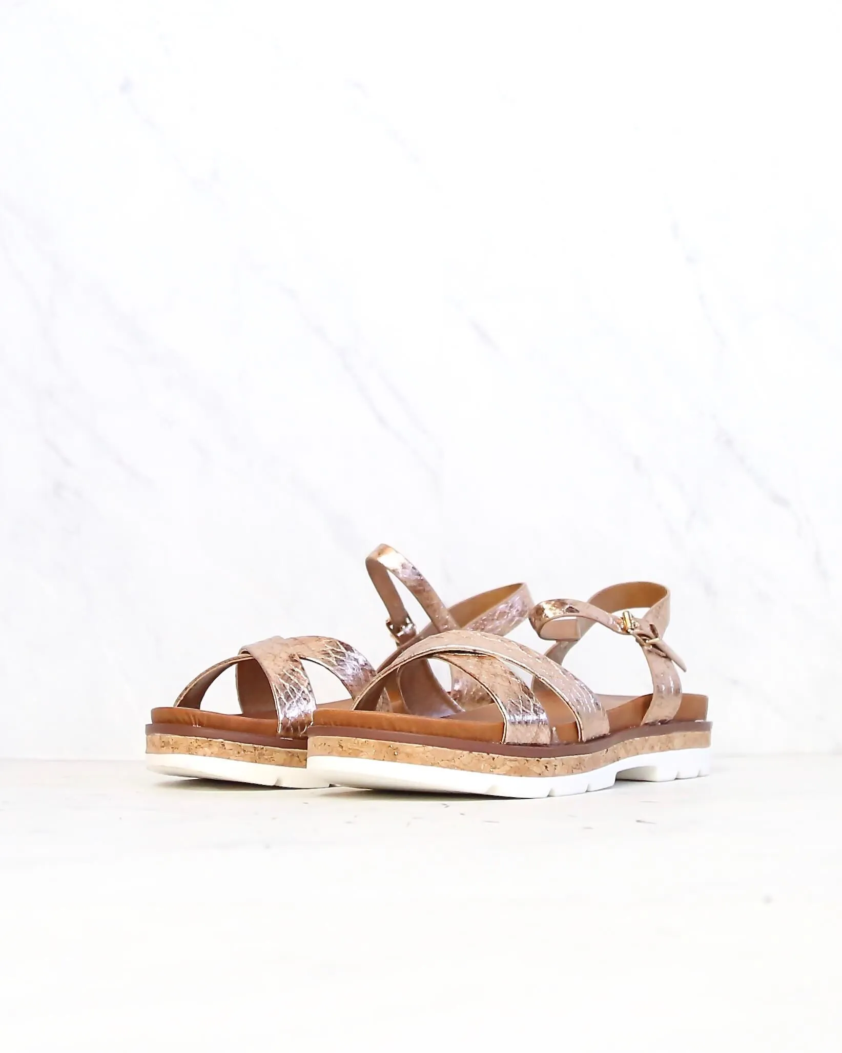 Very Volatile Petite Rose Gold Ankle Strap Sandals