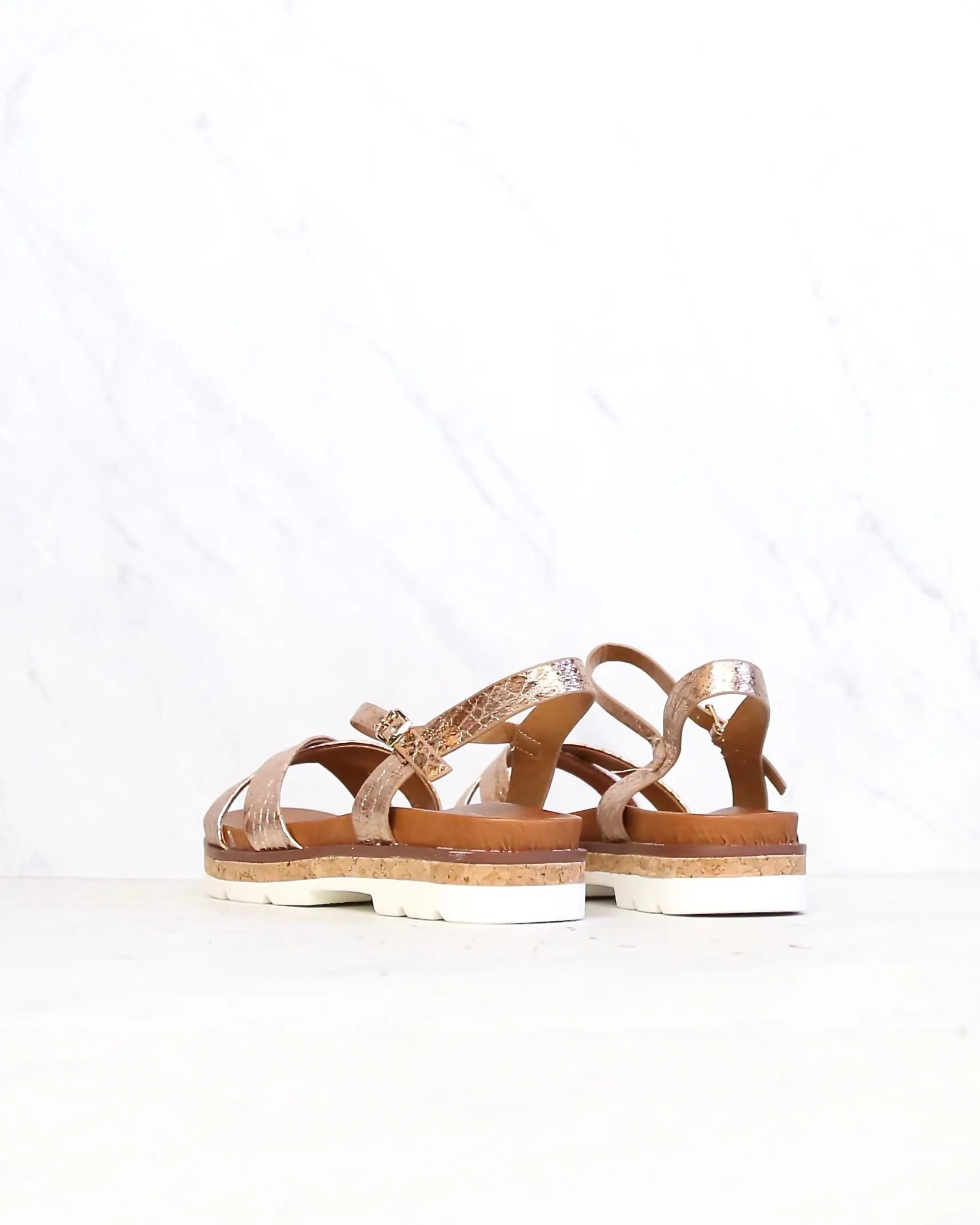 Very Volatile Petite Rose Gold Ankle Strap Sandals