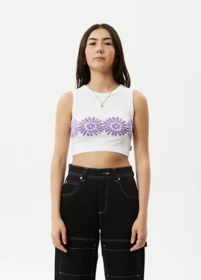 White Afends Daisy Cropped Singlet