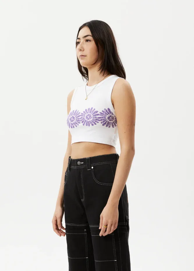 White Afends Daisy Cropped Singlet