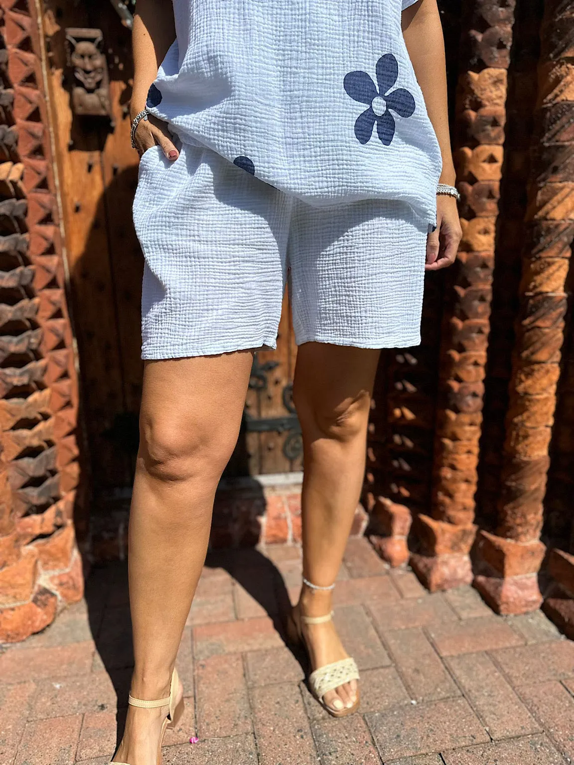 White Cotton Drawstring Shorts