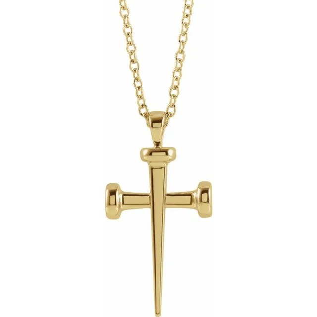 Yellow Nail Cross Necklace