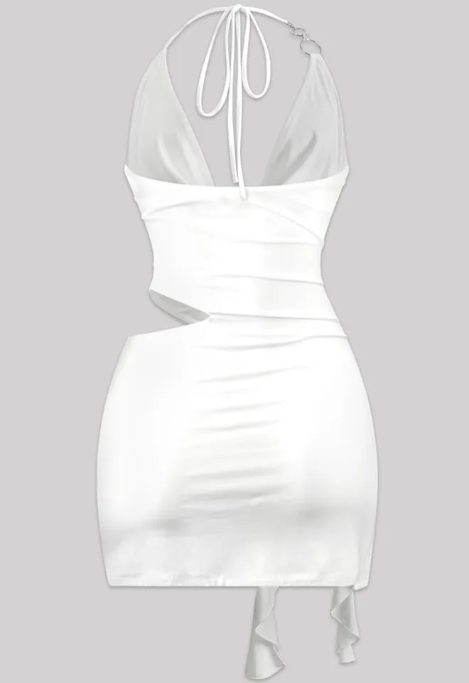 White Halter Mini Dress