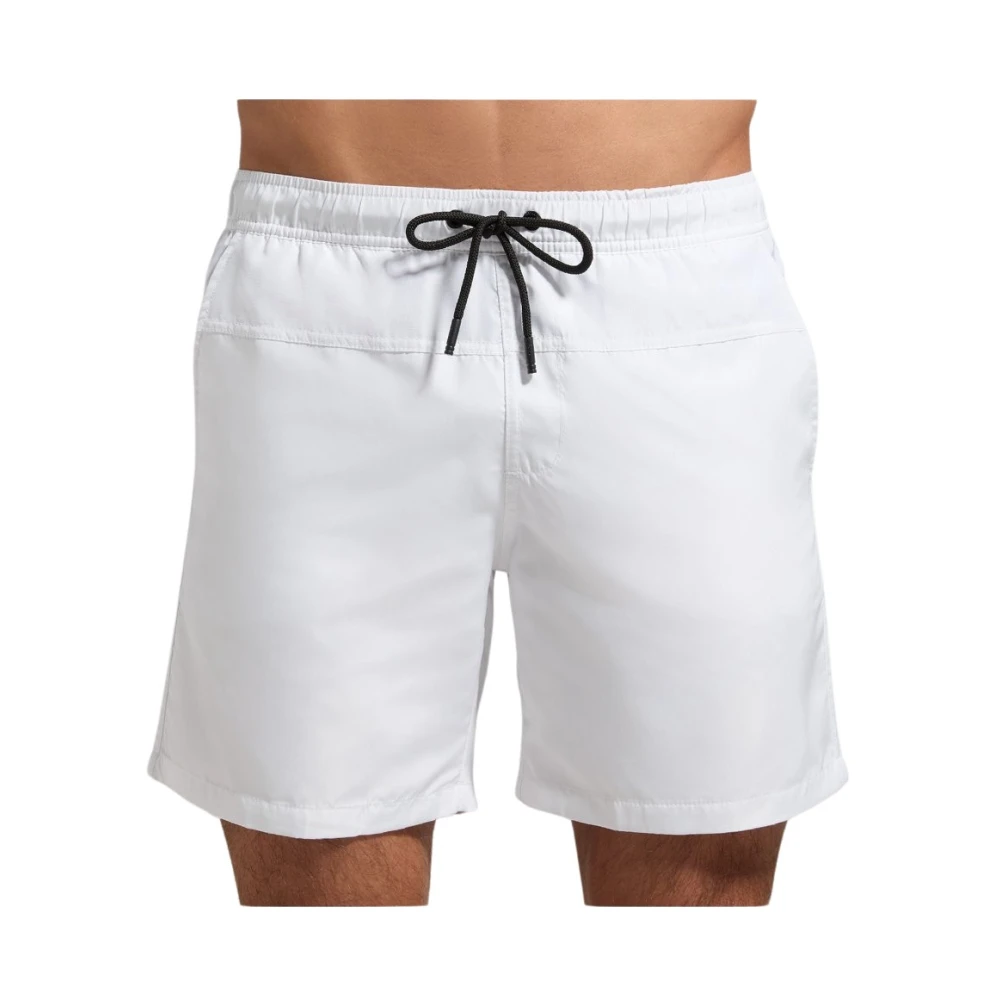 White Swim Shorts with Logo