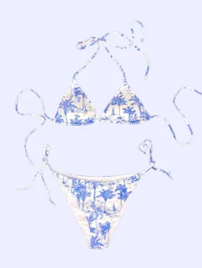 White Palm Tree Triangle Bikini