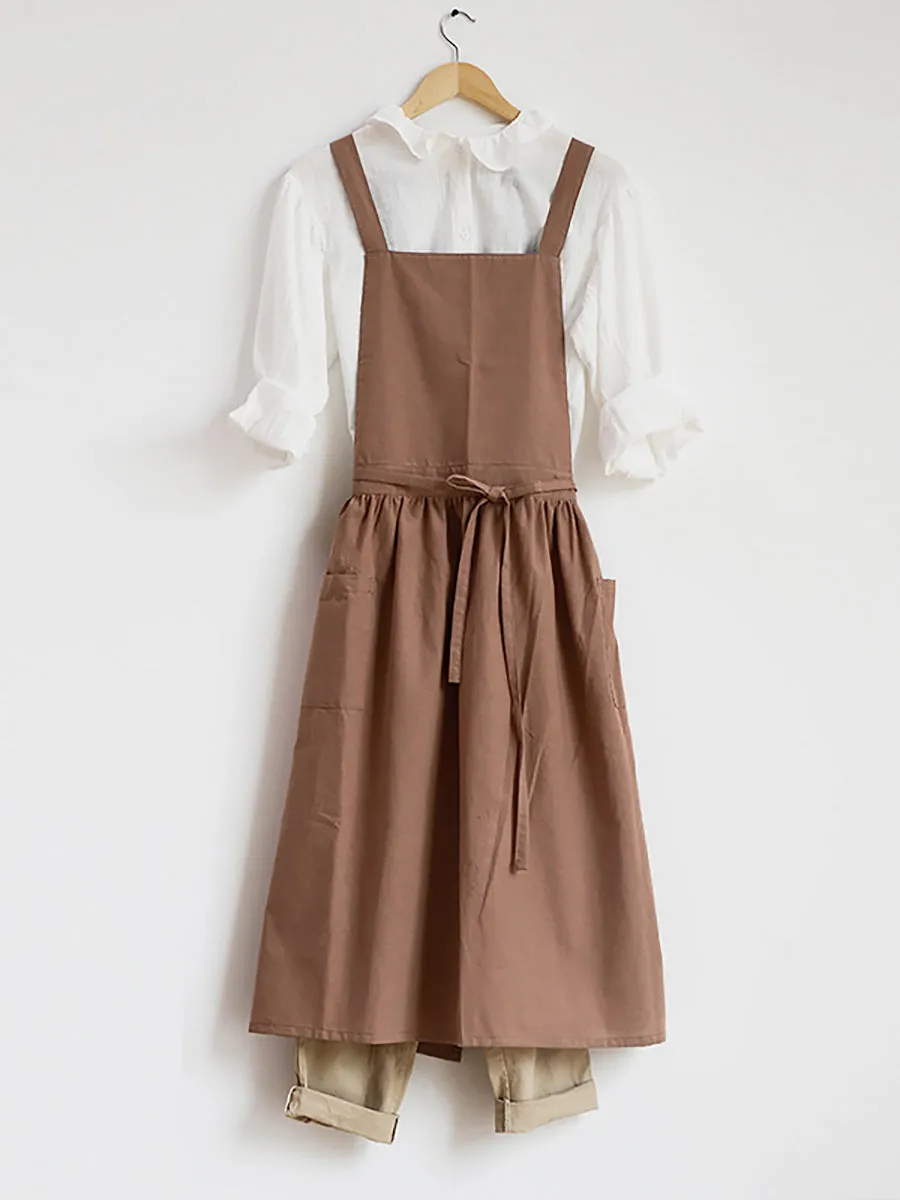 KL1041 Women's Casual Solid Summer Cotton Apron Dress