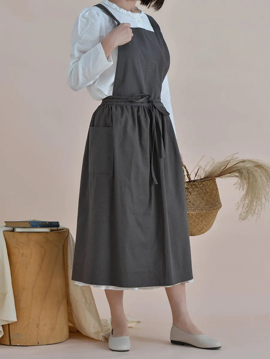 KL1041 Women's Casual Solid Summer Cotton Apron Dress