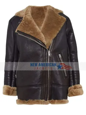 Women Flight B3 Shearling Bomber Leather Jacket - New American Jackets