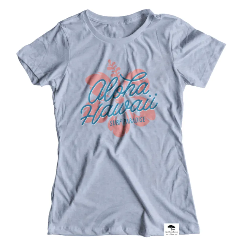 Blue Hibiscus Tee for Women