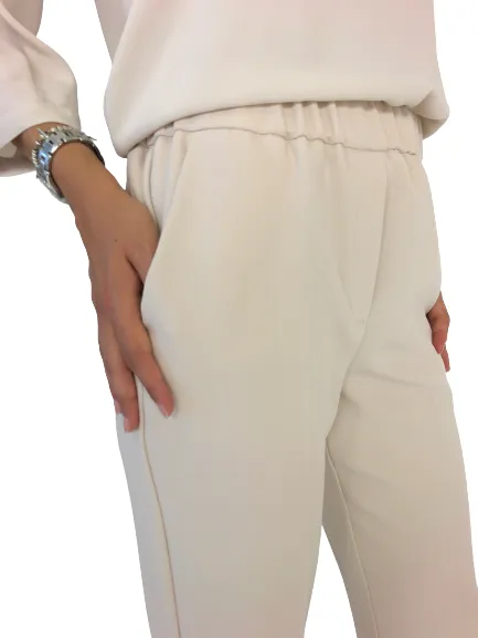 Womens Cropped Pants Off White