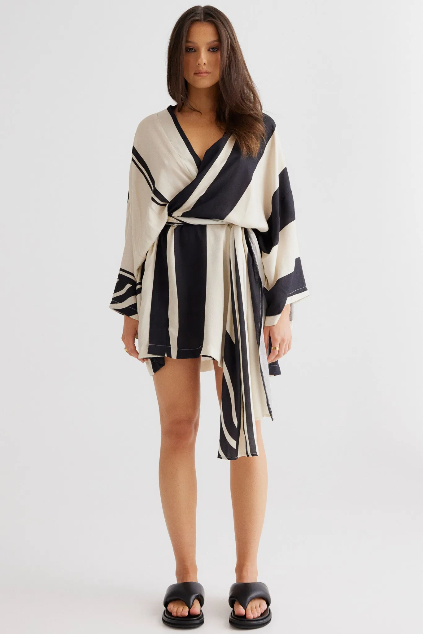 Black Print Alba Wrap Dress