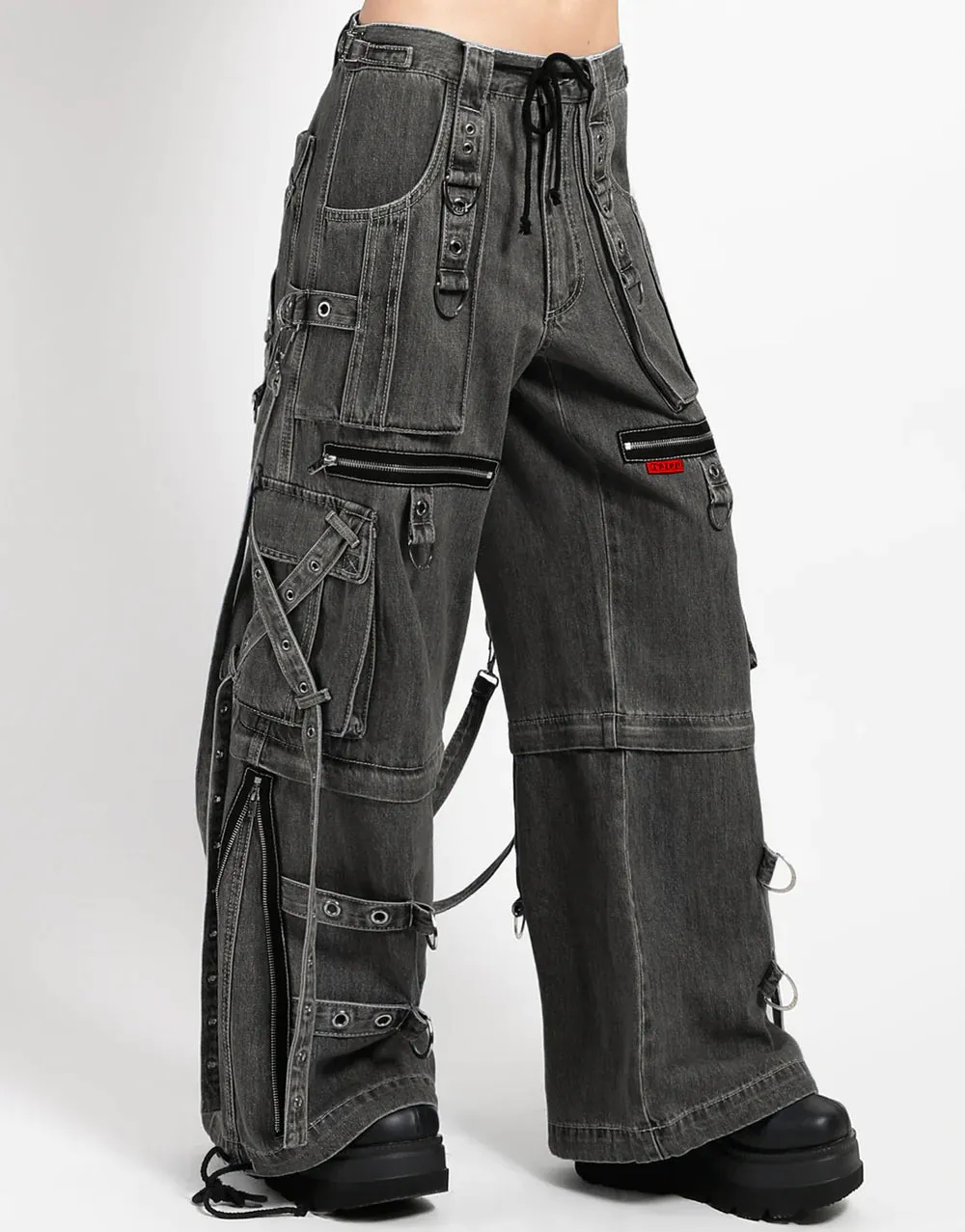 Black Wash Denim X-Strap Pant