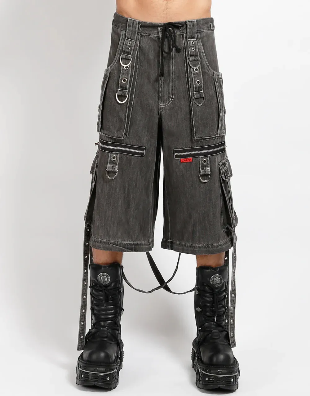 Black Wash Denim X-Strap Pant