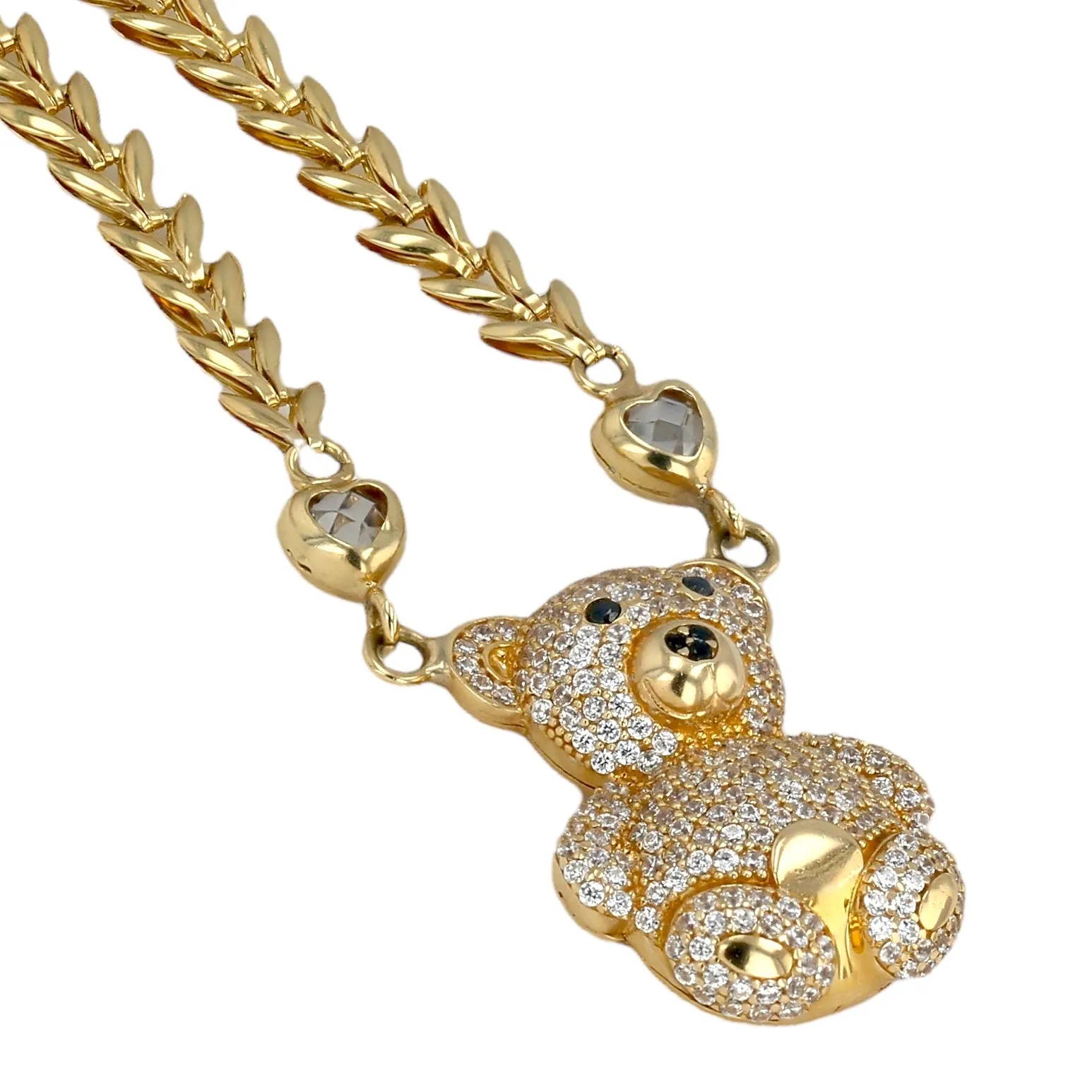 Teddy bear necklace in yellow 14K gold