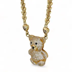 Teddy bear necklace in yellow 14K gold