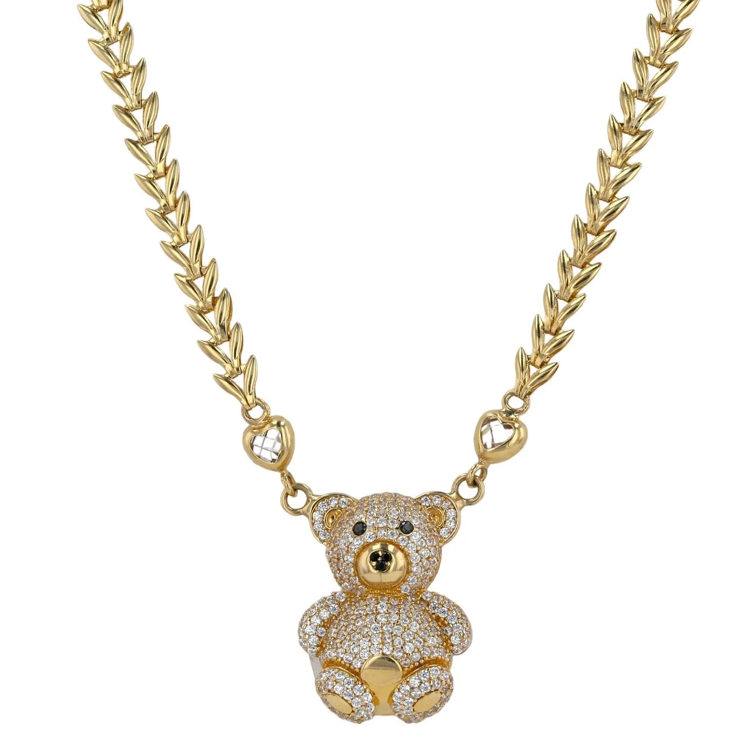 Teddy bear necklace in yellow 14K gold