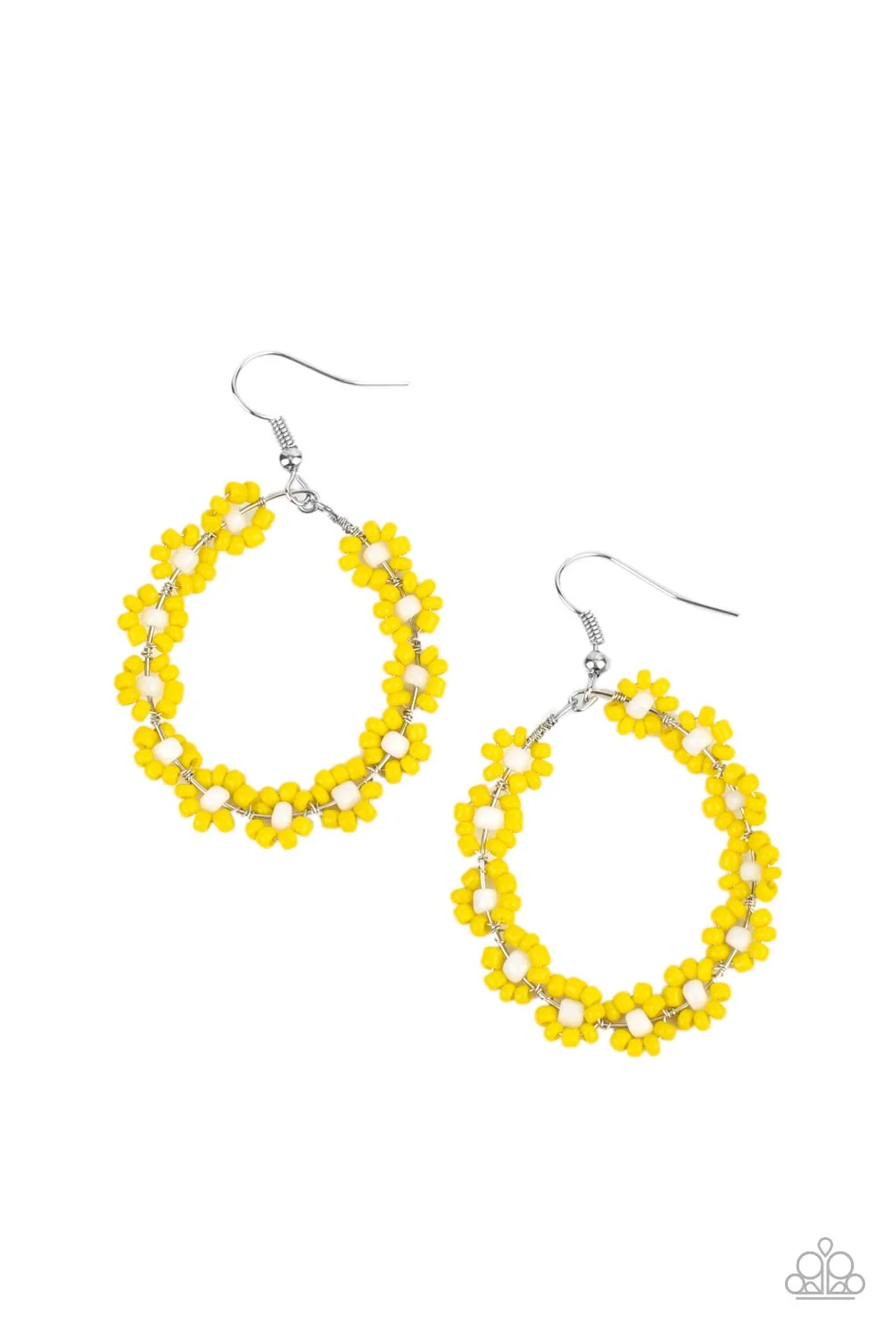 Paparazzi Festively Flower Child Yellow Earrings