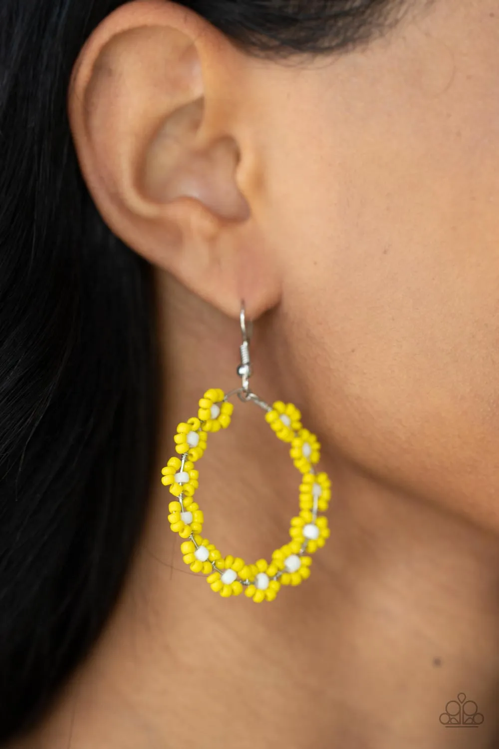 Paparazzi Festively Flower Child Yellow Earrings