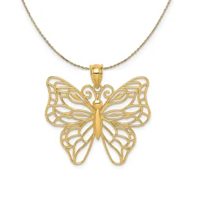 14k Yellow Gold Open Butterfly Necklace