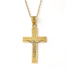 Cross pendant with 14K yellow gold Singapore chain